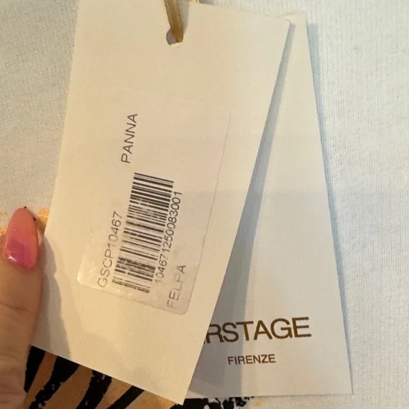 NWT - First Age Italian Firenze White Sweatshirt with Leopard - Picture 3 of 4